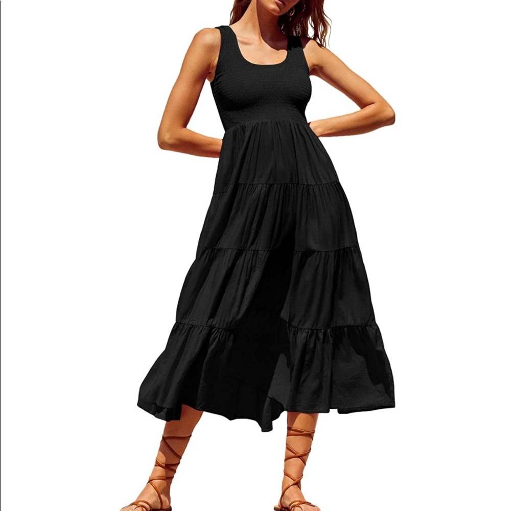 Black tiered maxi dress